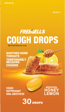 Alberts Freegells Cough Drops 30ct Honey Lemon 3.2oz 1/9ct