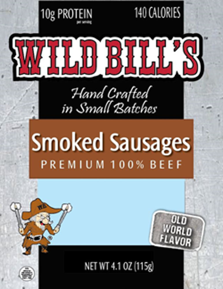 Wild Bill Beef Smoked Sausages 4.1oz 1/8ct