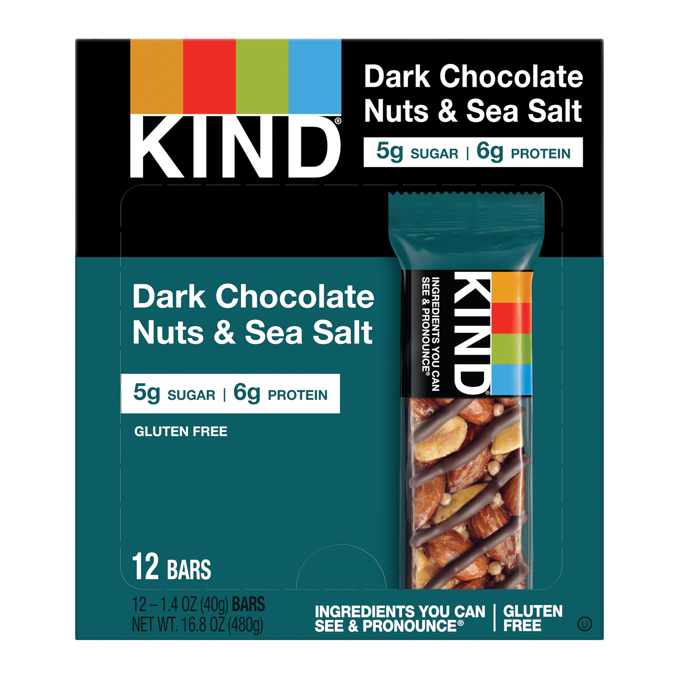 Kind Fruit & Nut Bars Dark Chocolate Sea Salt 6/12ct 1.4oz