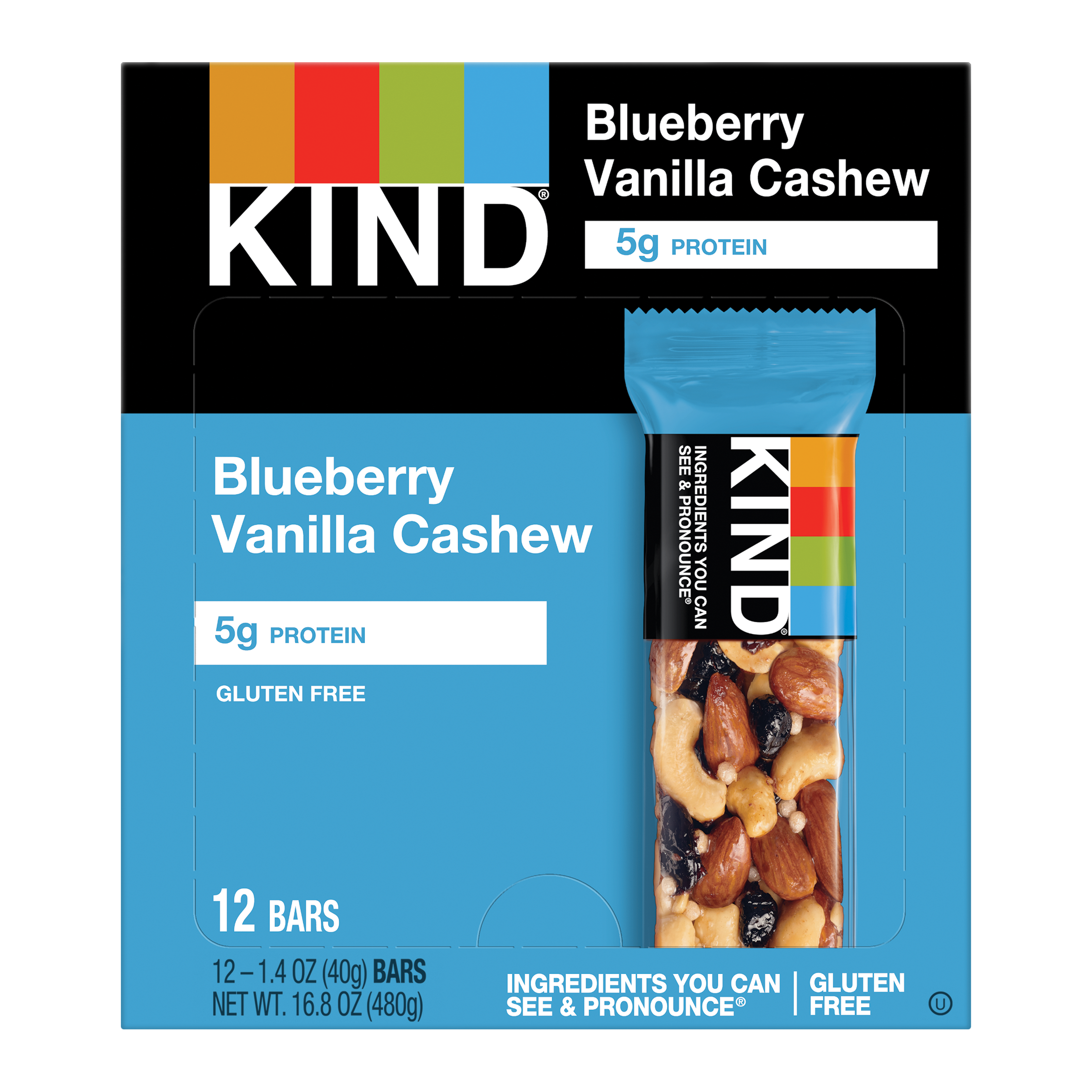 Kind Fruit & Nut Bars Blueberry Vanilla Cashew 6/12ct 1.4oz