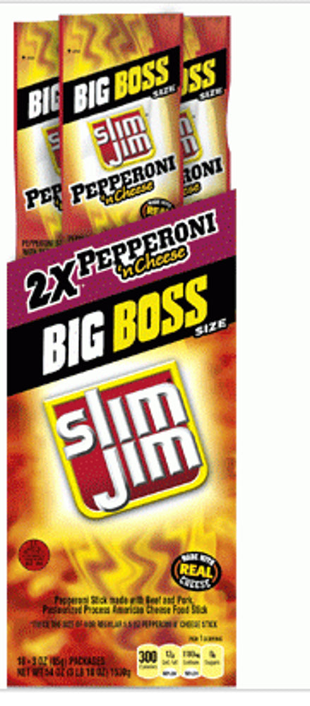 Slim Jim Meat & Cheese Big Boss Pepperoni 'n 6/18ct 3oz