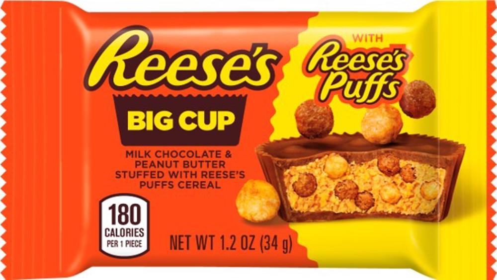 REESE'S Milk Chocolate & Peanut Butter Big Cup Stuffed With REESE'S Puffs Standard Bar, 1.2 oz., 18/