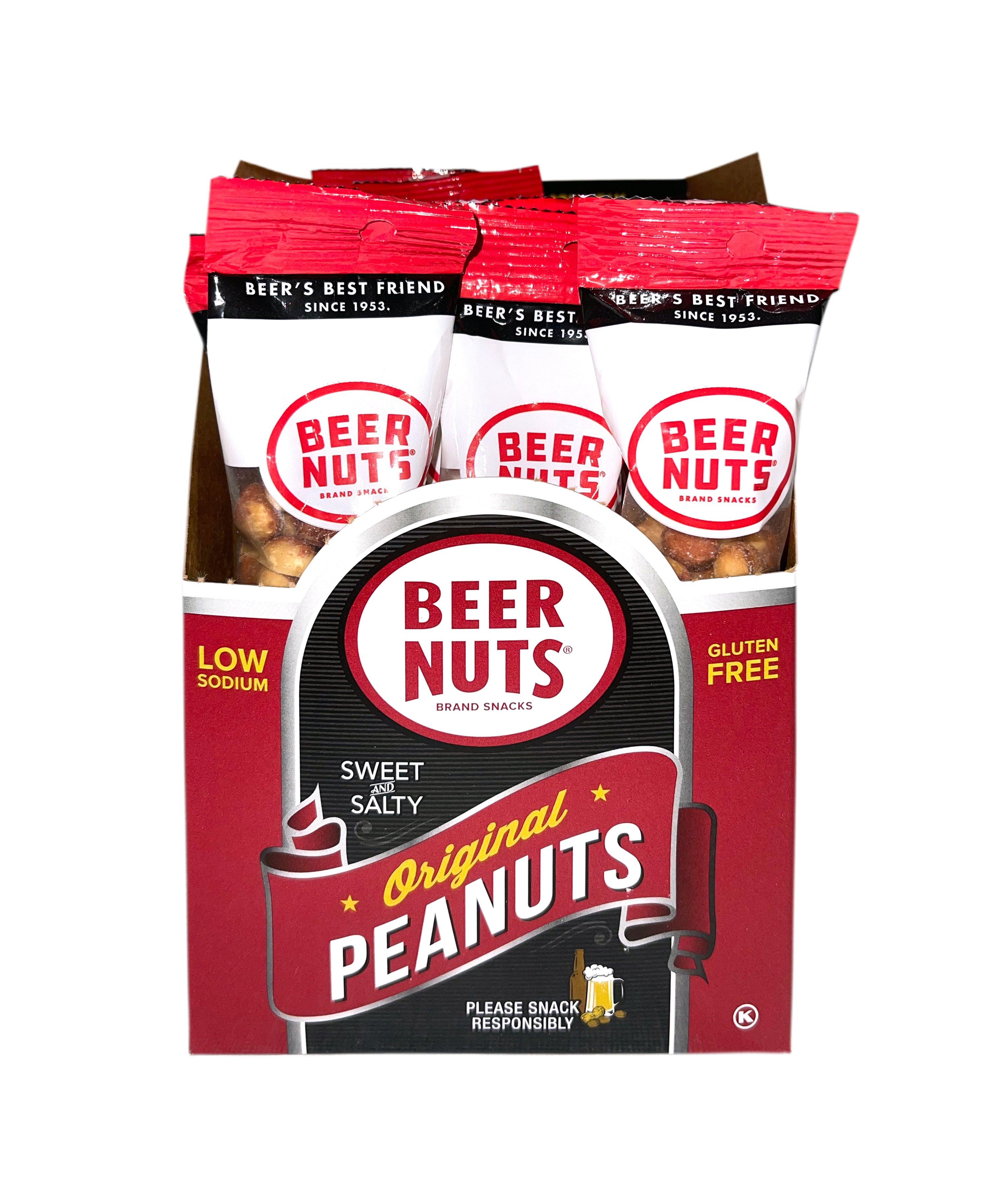 BEER NUTS Original Peanut Snack Tube 1.5oz 4/12ct