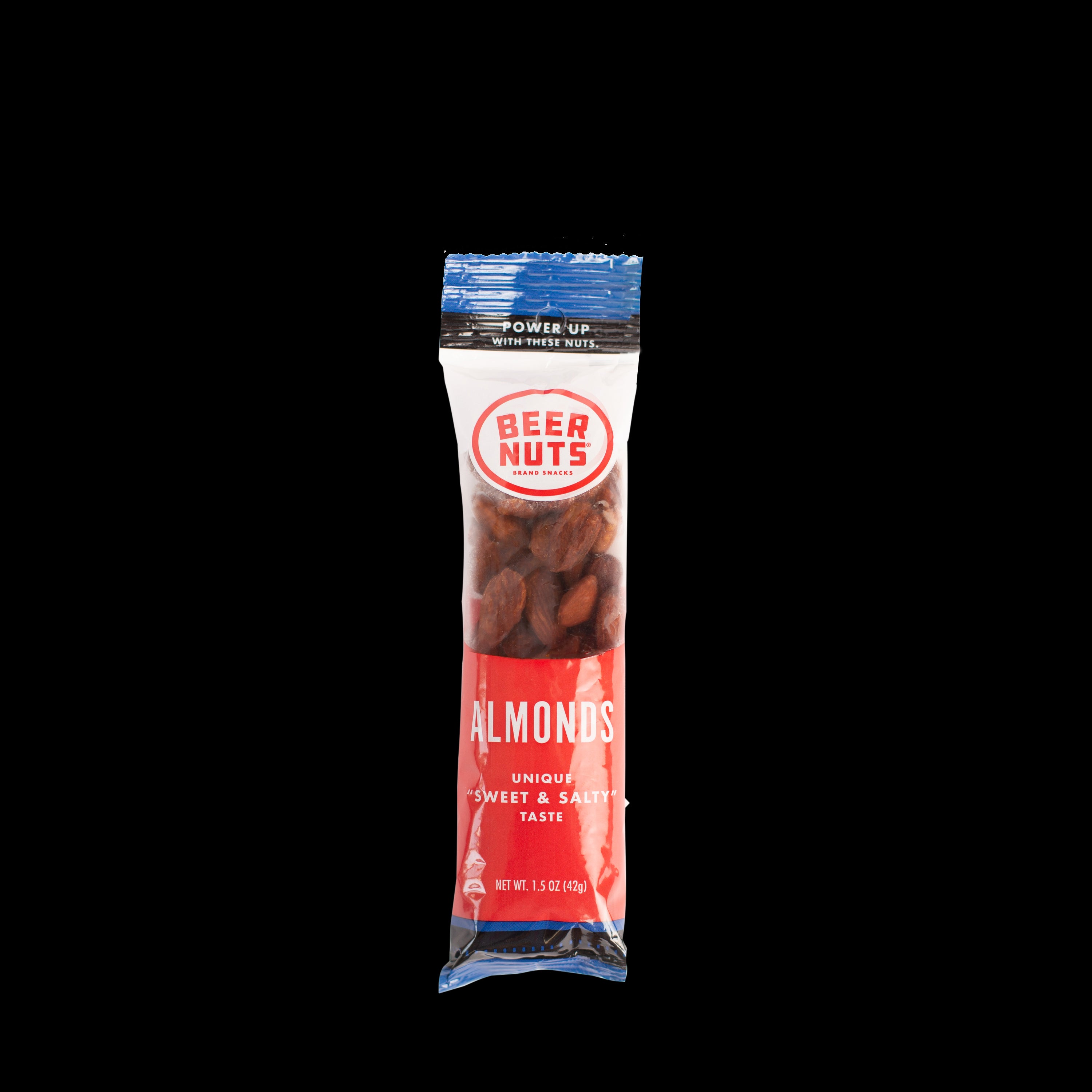 BEER NUTS Roasted Almonds Snack Tube 1.5oz 4/12ct