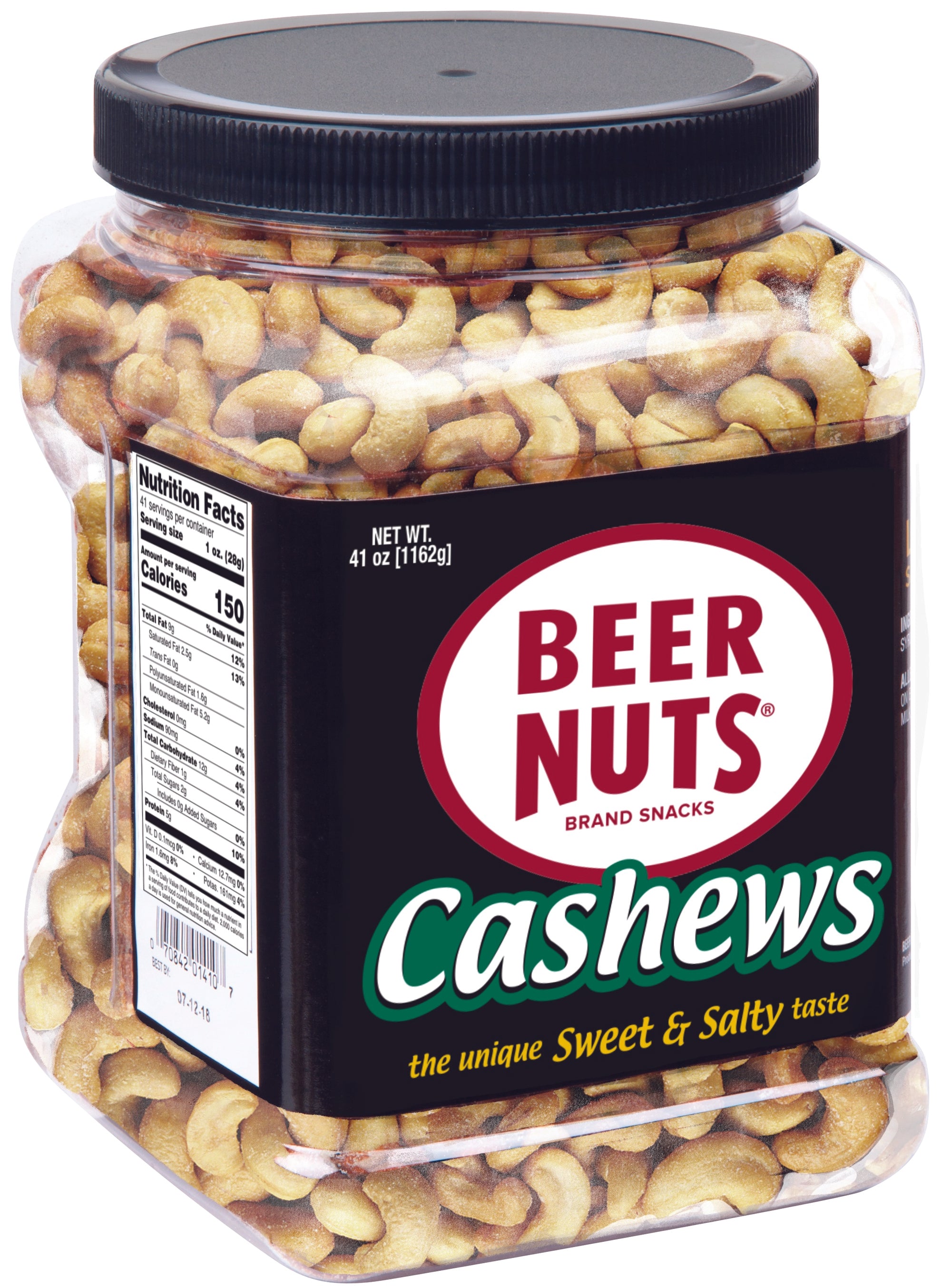 BEER NUTS 41oz Cashews PET Jar Case (12ct)