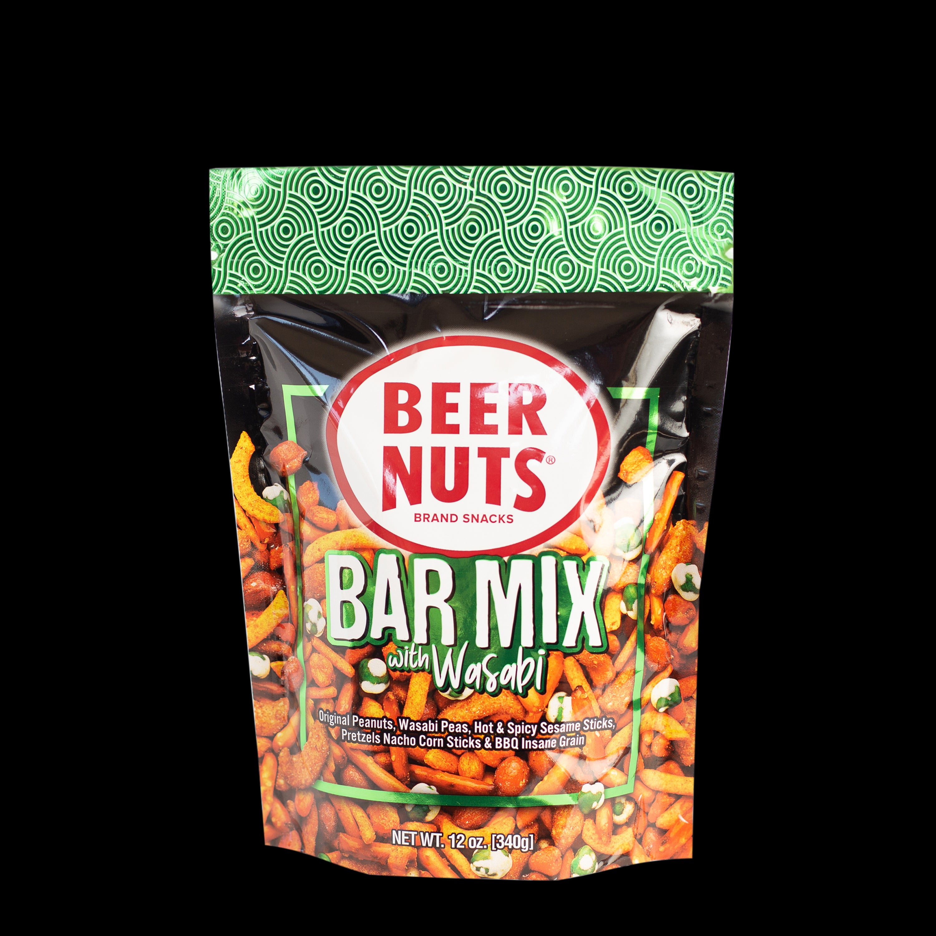 BEER NUTS Bar Mix w/Wasabi 12oz Resealable SUP 1/12ct