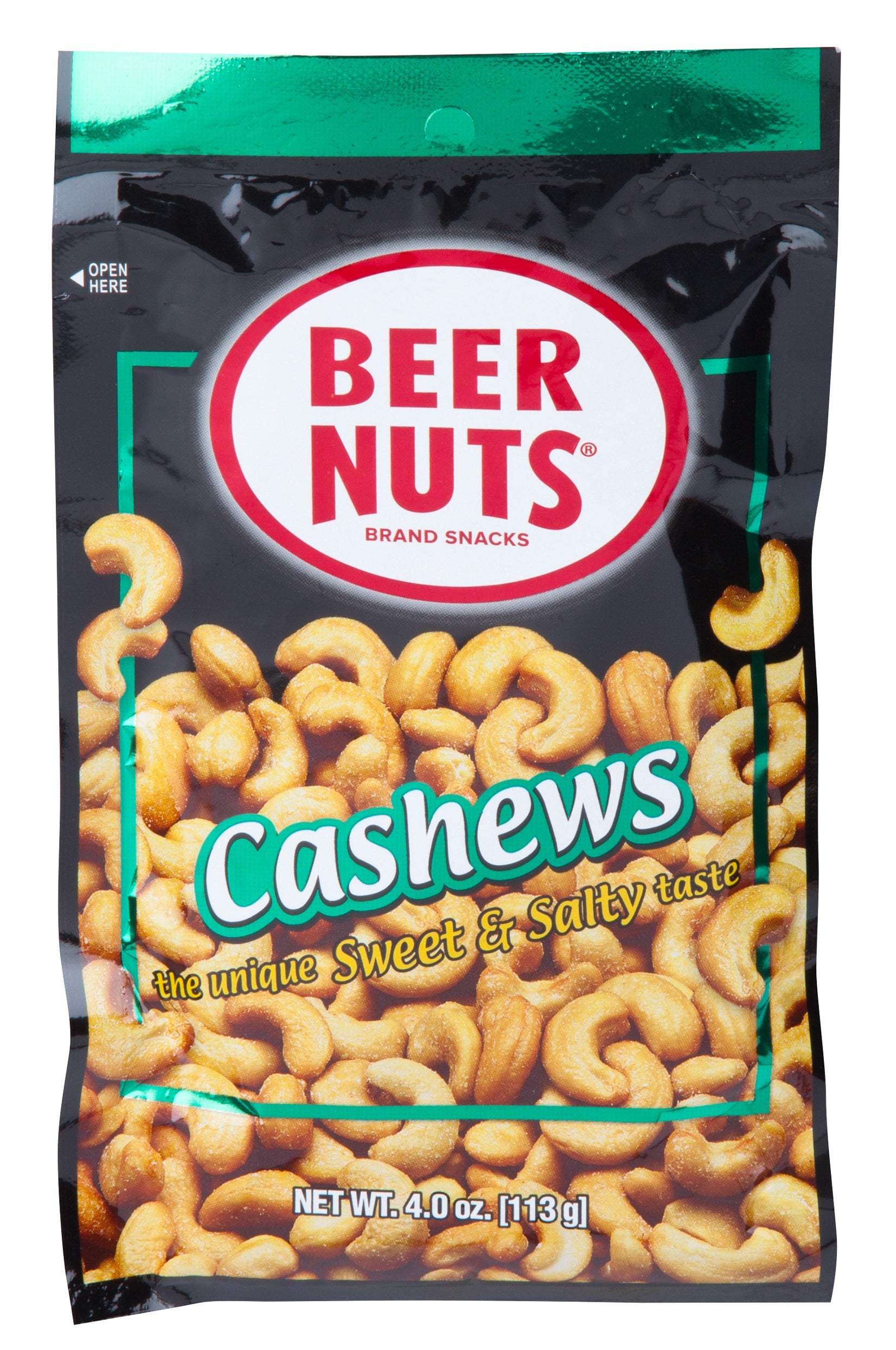 BEER NUTS Cashews 4oz Bag (Loose) 12pk Case