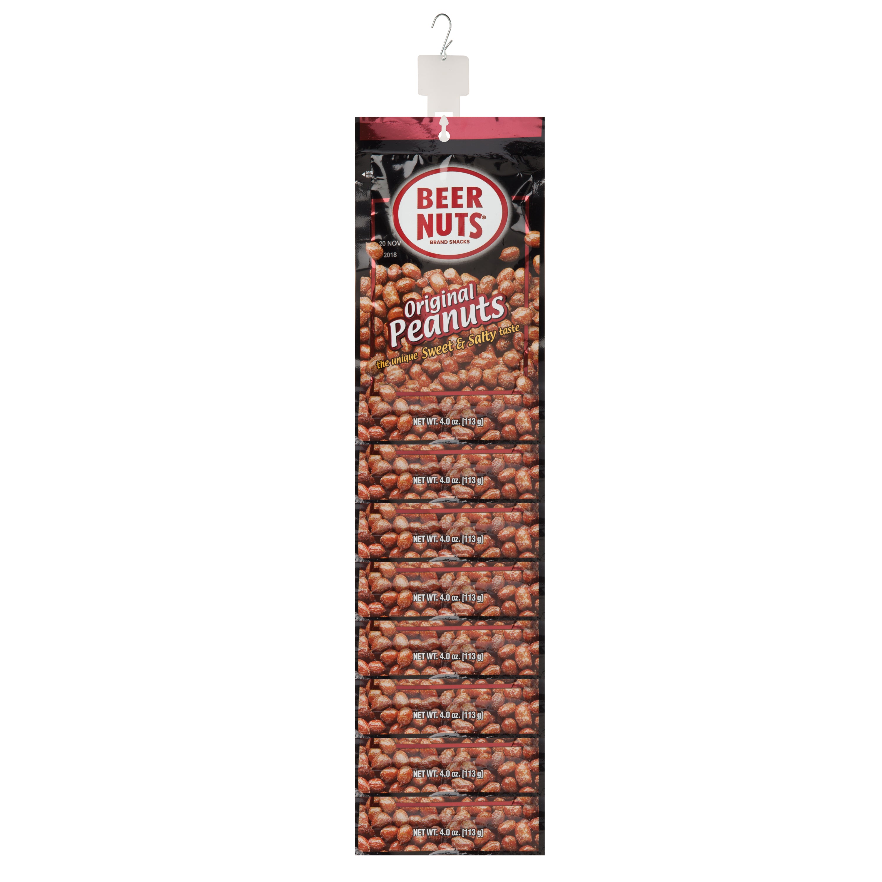 BEER NUTS Bags Original Peanut 4oz Clip Strip 6/8ct