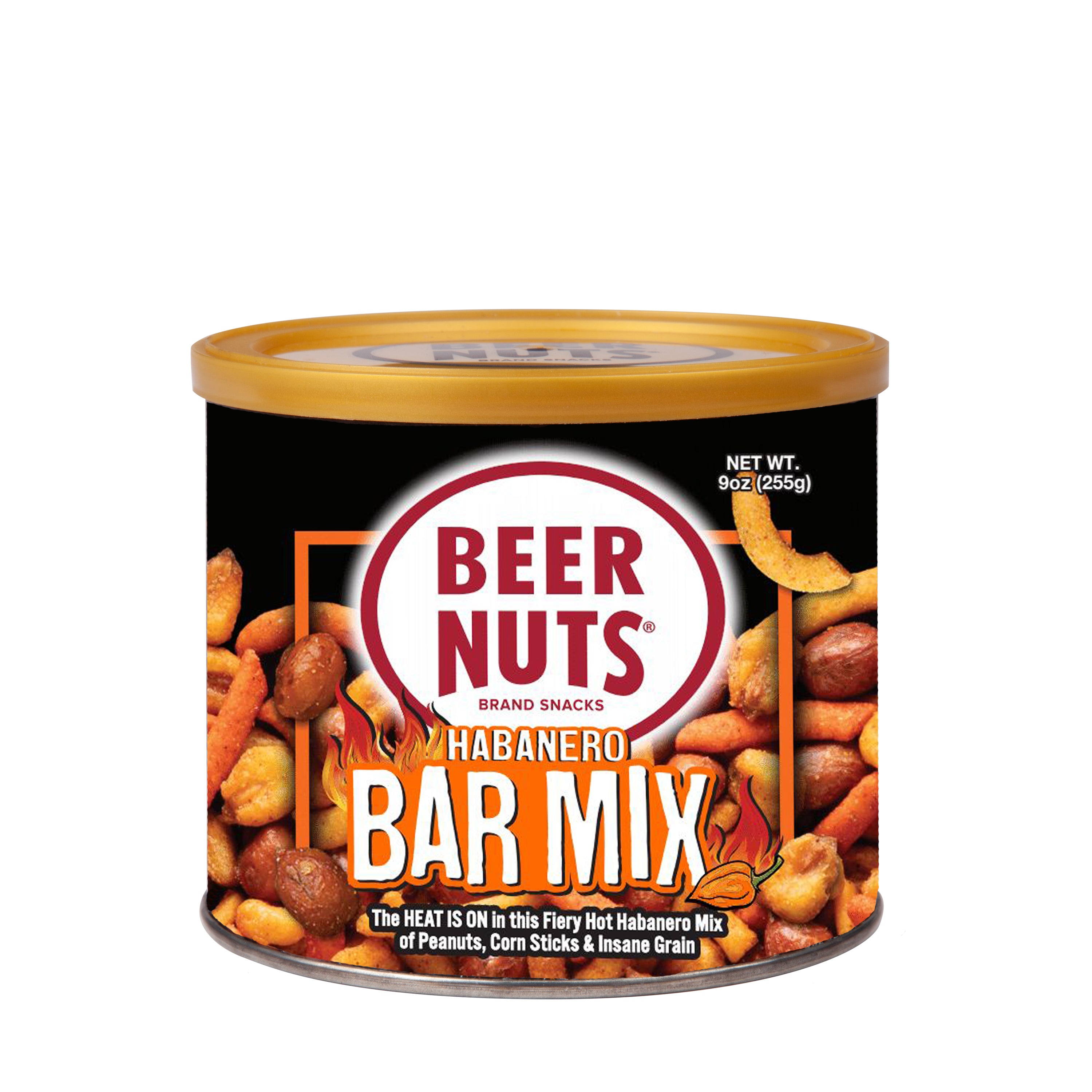 BEER NUTS Habanero Bar Mix Can 9oz 1/12ct