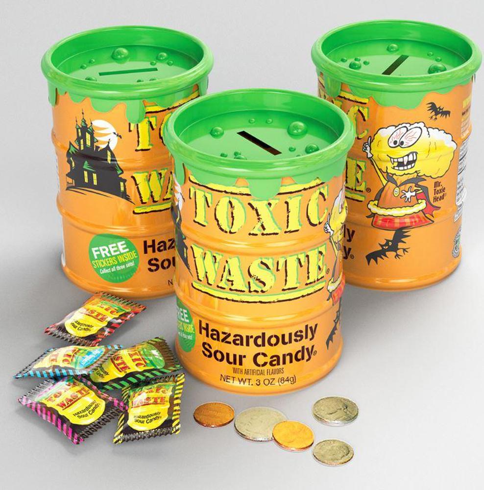 Toxic Waste Halloween Bank with Stickers 12ct 3oz