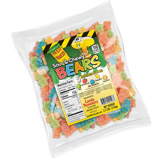 Toxic Waste Bulk Sour & Chewy Astd. Bears Bag 10ct 2.2lb