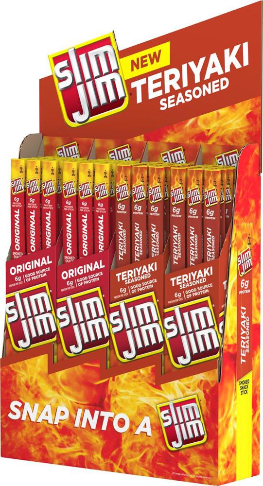 Slim Jim Shipper Mixed Giant Slims Powerwing: Original & Teriyaki 4/24ct .97oz