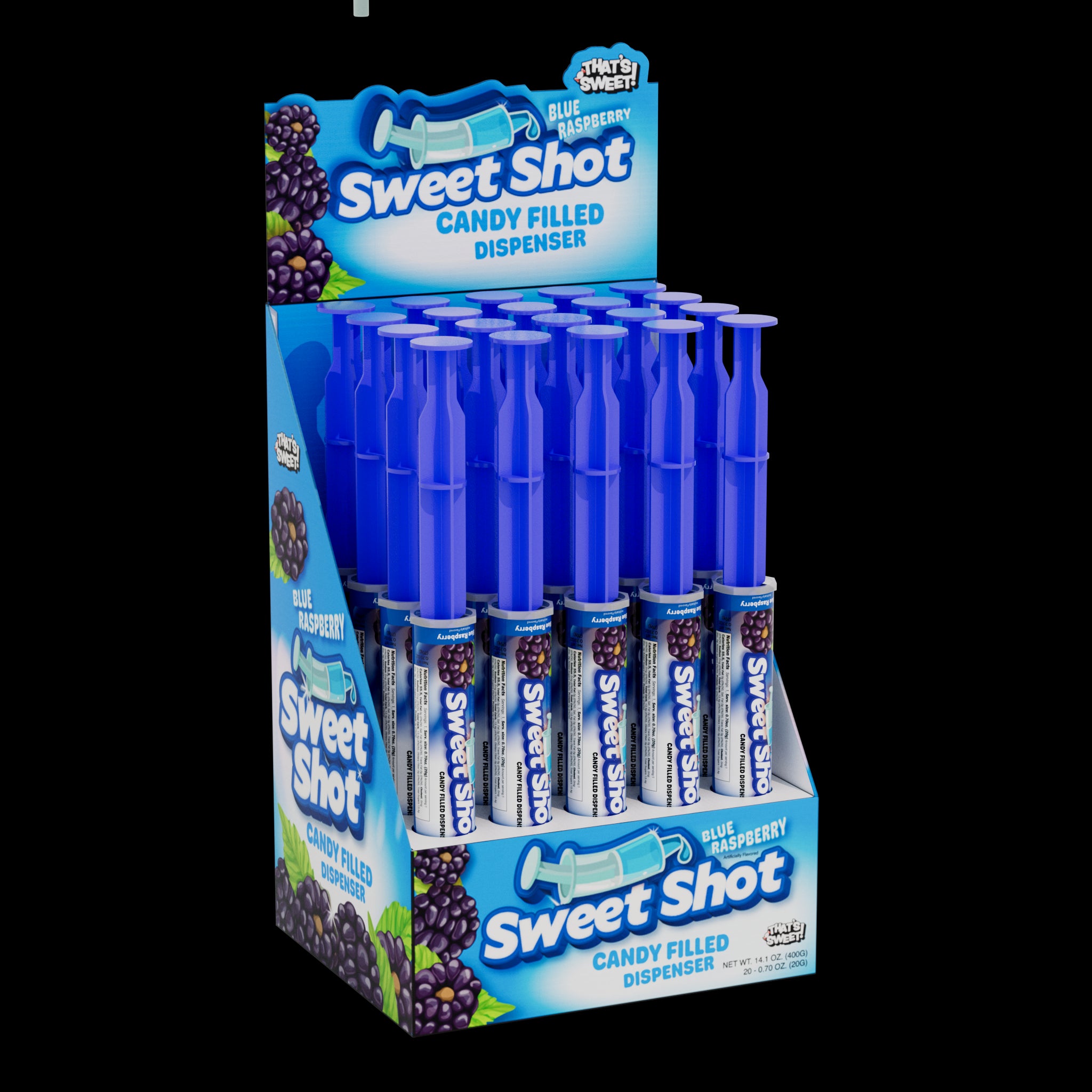 Thats Sweet SWEET SHOT BLUE RASPBERRY, 0.70oz 8/20ct