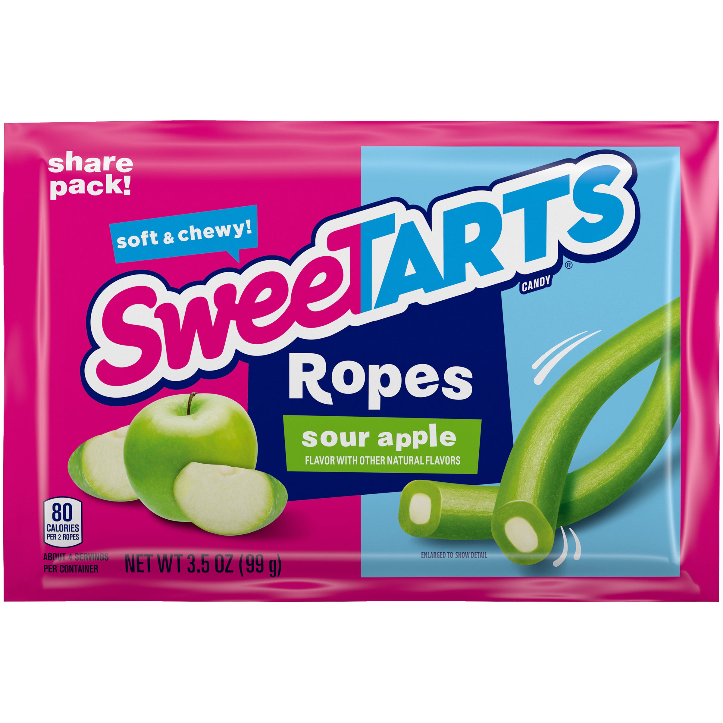 Sweetart Ropes Share Size Sour Apple 3.5oz 4/12ct