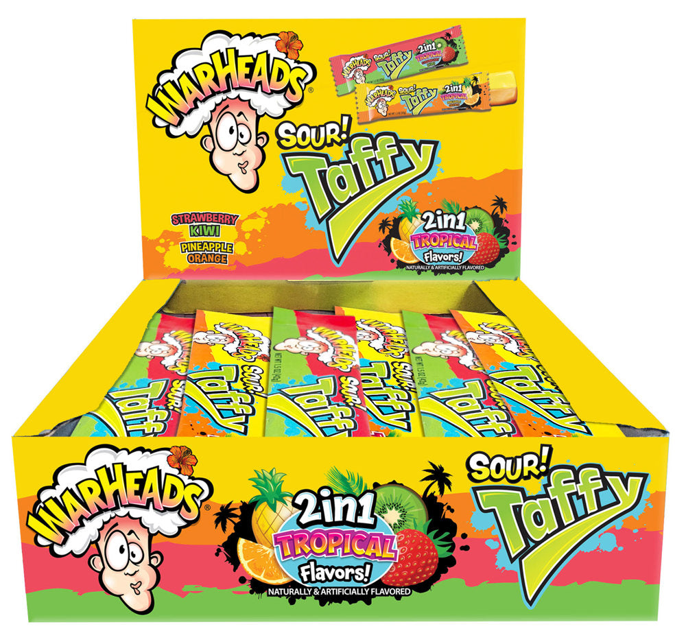 Warheads Taffy Bar 2in1 Tropical 1.49oz  2/24ct