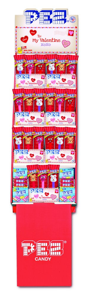 Pez Valentine Asst Poly Pack Shipper 1/108ct