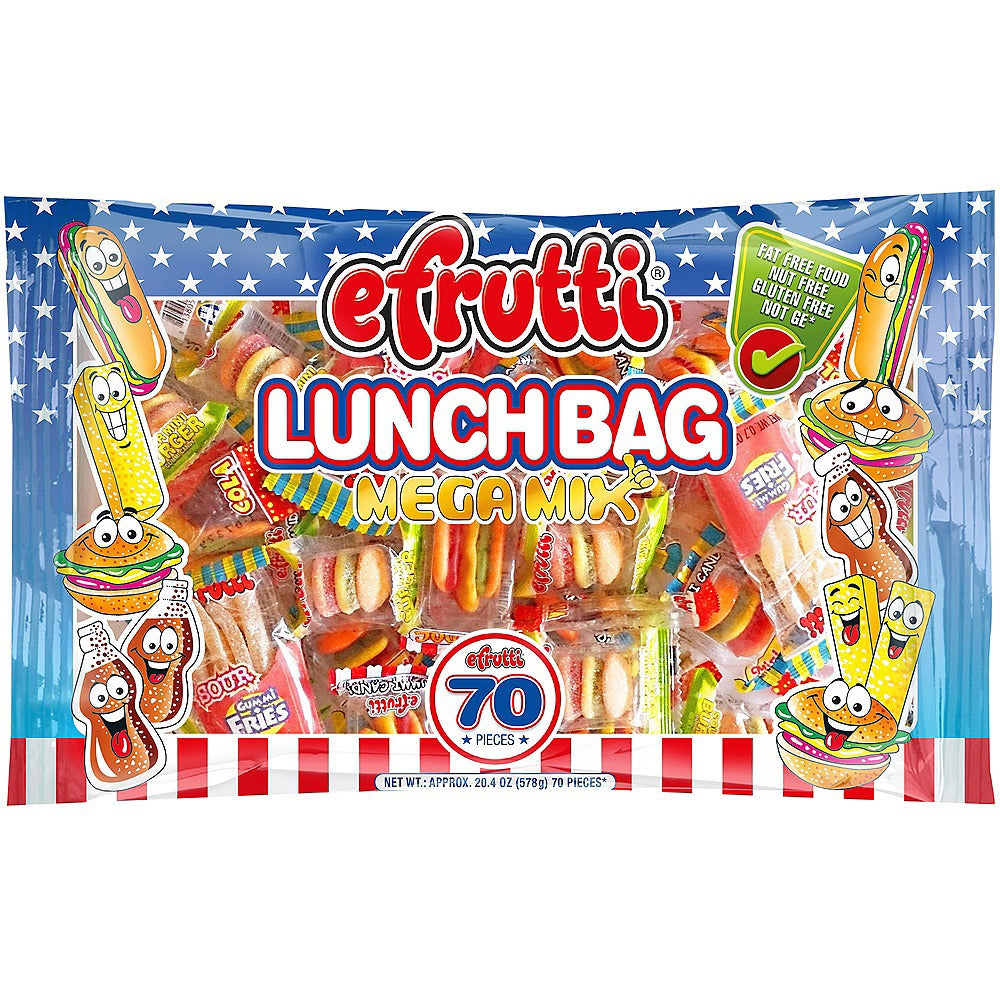 efrutti Gummi Lunch Bag Mega Mix 70ct bag 20.4oz  1/6ct