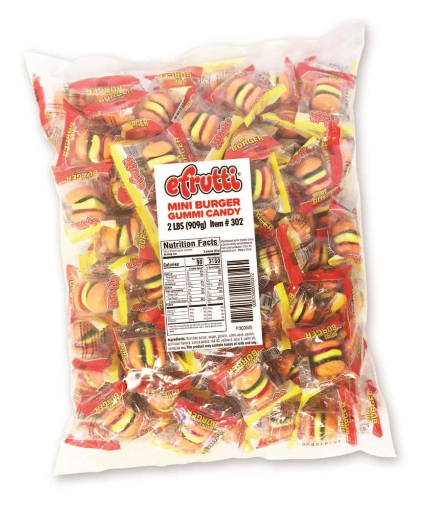 efrutti Gummi Mini Burgers Ind Wrap (101pc)  Bulk  2LB 1/8ct