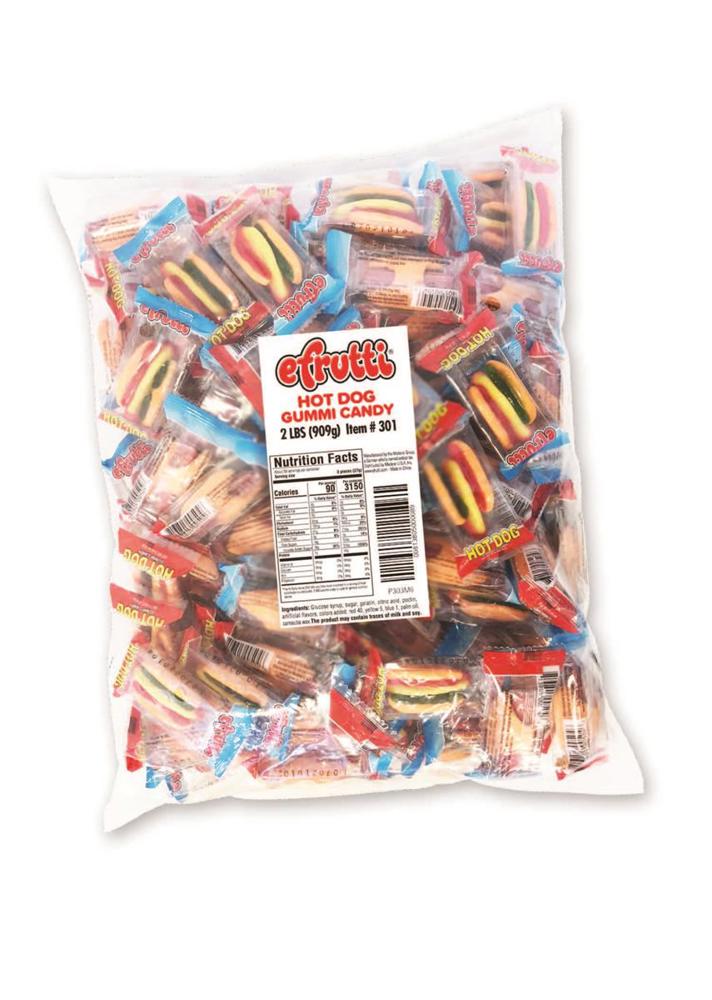 efrutti Gummi Hot Dogs Ind Wrapped(101pc)  Bulk  2LB 1/8ct