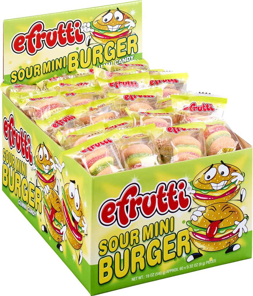 efrutti Individually Wrapped Gummi Mini Sour Burger 8/60ct 0.32oz