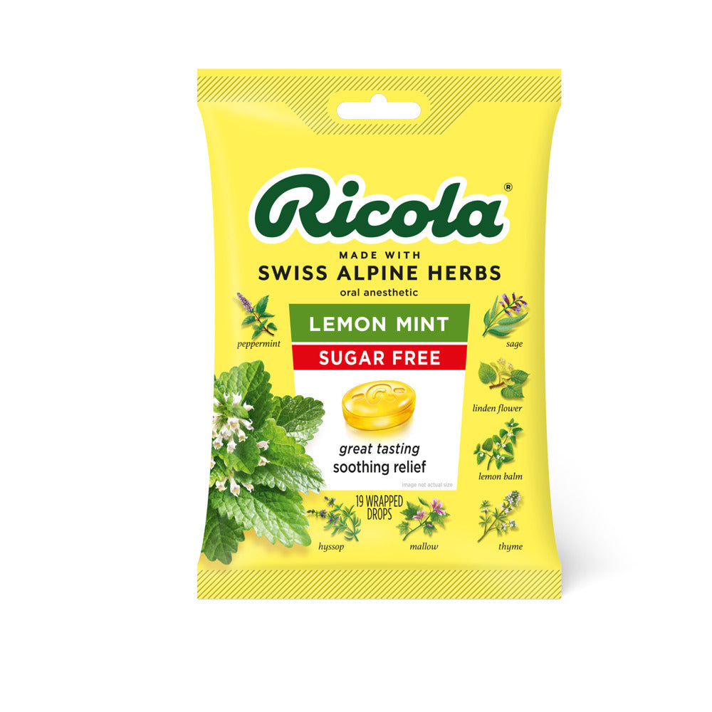 Ricola Cough/Throat Bags Sugar Free Lemon-Mint 6/8ct