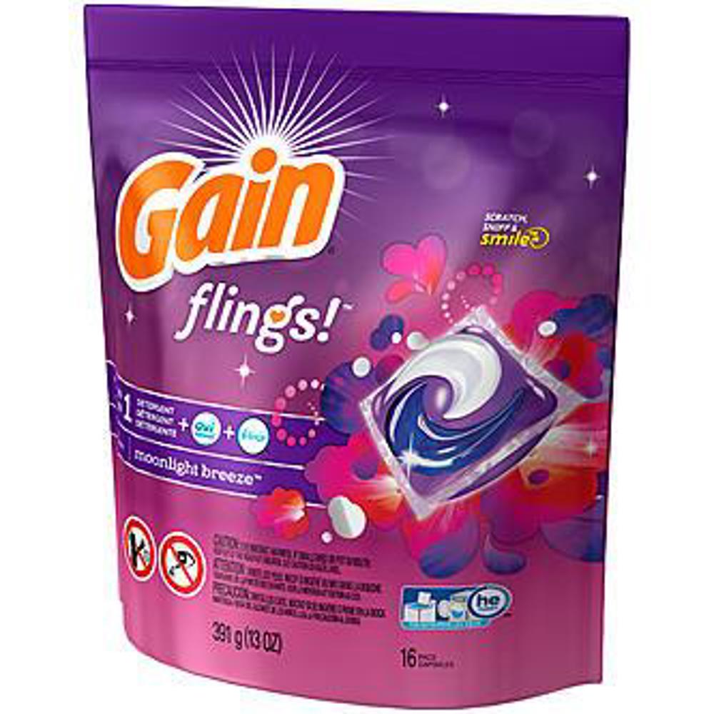 Procter & Gamble Laundry Gain Flings Liquid Pods Moonlight Breeze 16 6ct 13oz