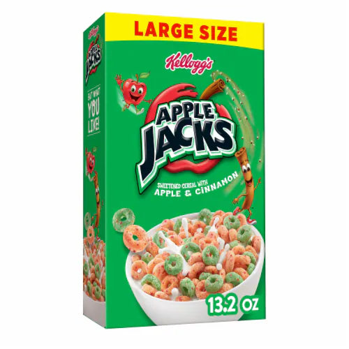 Kellogg's Cereal Box Grocery Apple Jacks 10ct 13.2oz