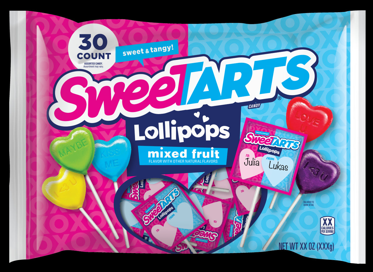 Sweetarts Valentine's Lollipops 12/30 Count 16.8 Ounce Bag