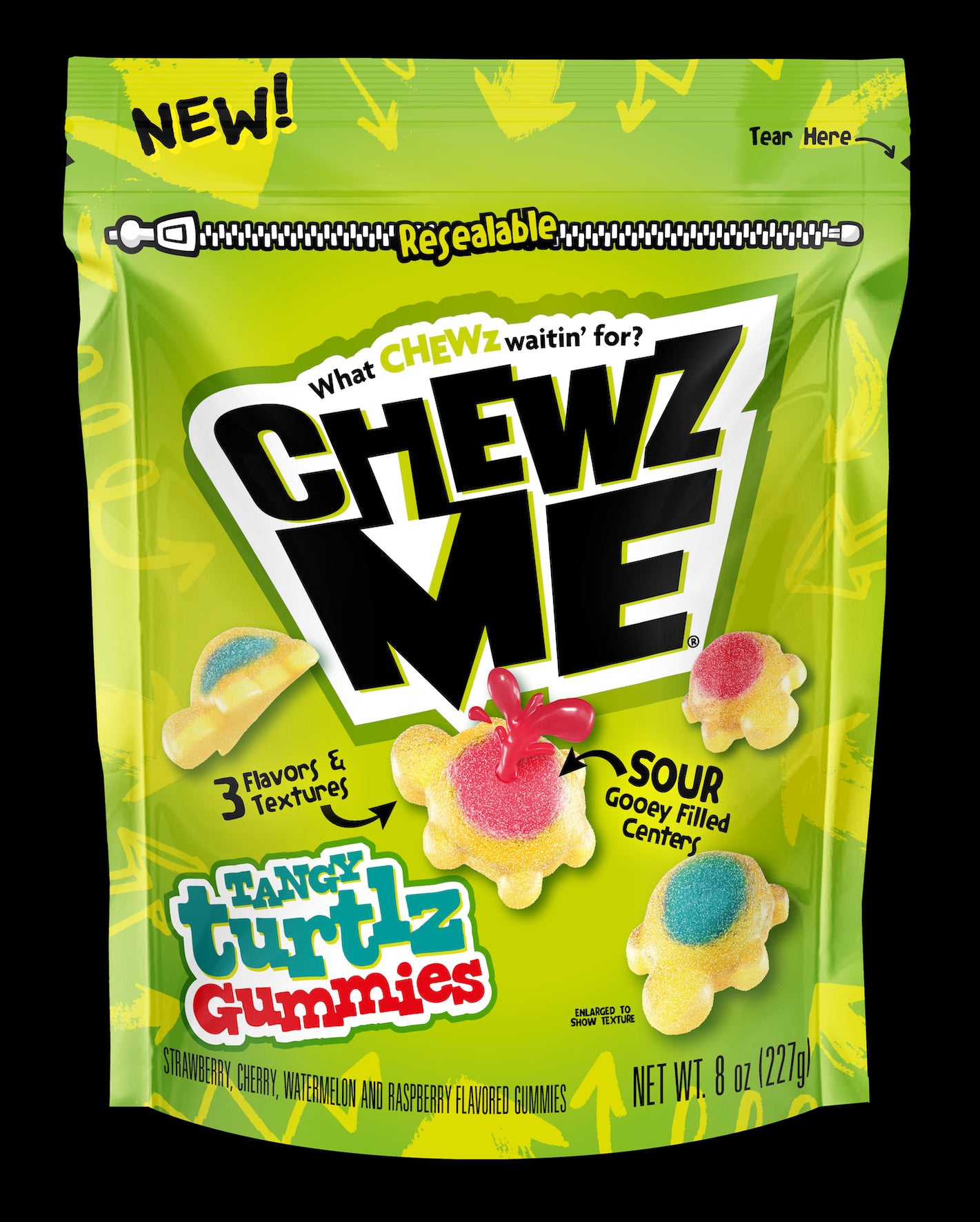 Colombina Chewz Me Sour Gummies Turtle Resealble 8oz 1/8ct