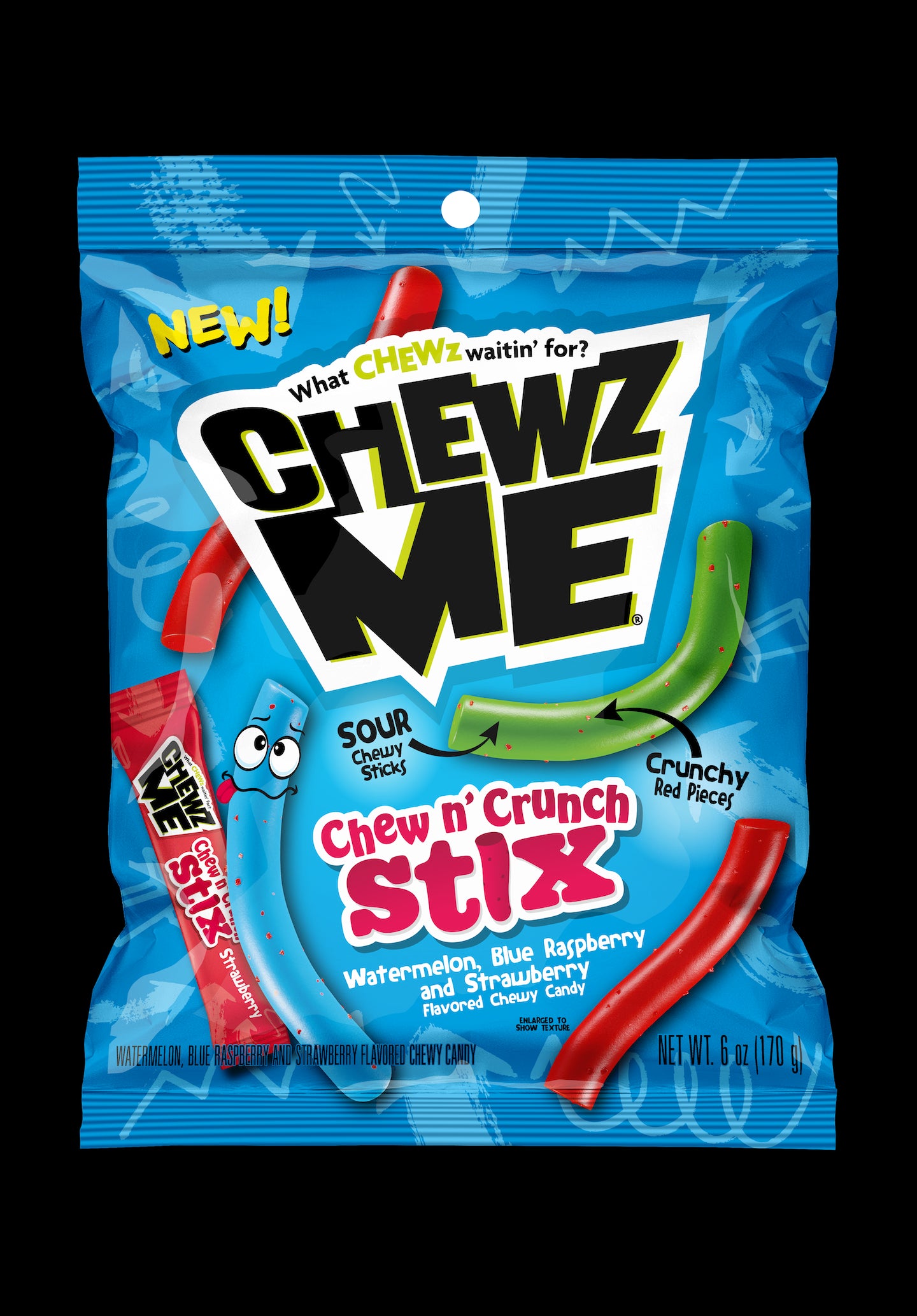 Colombina Chewz Me Chewy Sticks Peg Bags 6oz 1/12ct