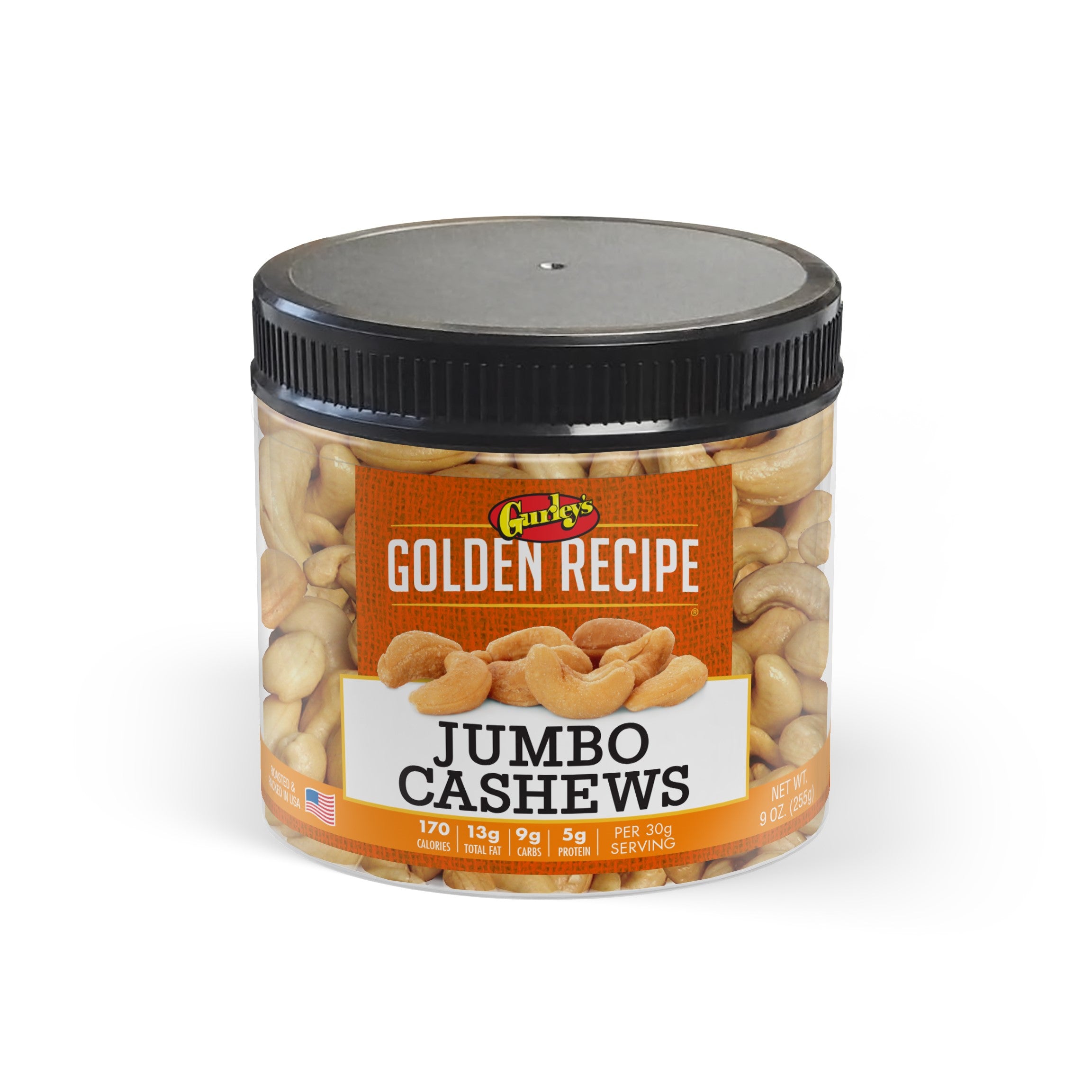 Gurleys Golden Recipe Small Jars Jumbo Cashews 9oz 1/6ct