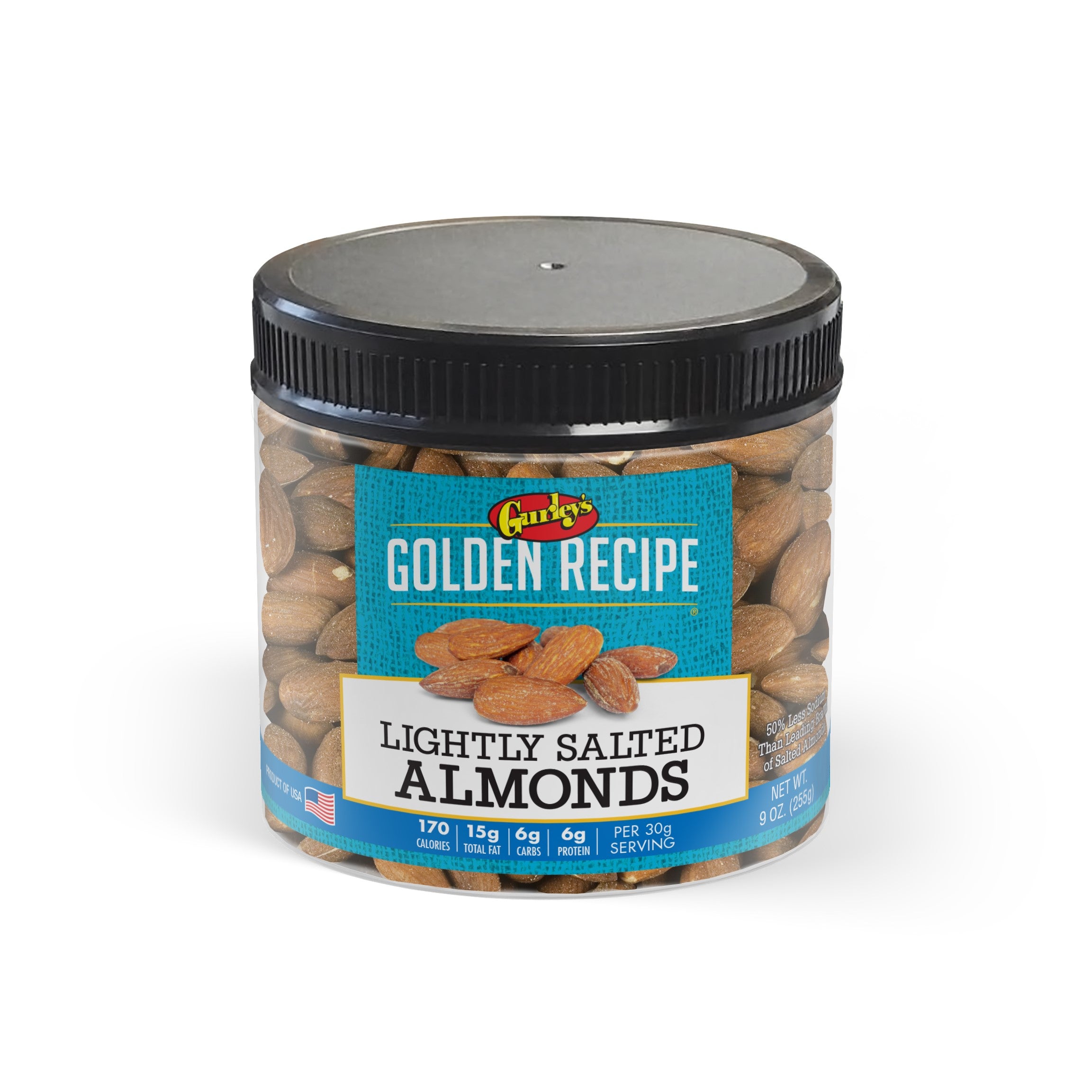 Gurleys Golden Recipe Small Jars Almonds - Light Salt 9oz 1/6ct