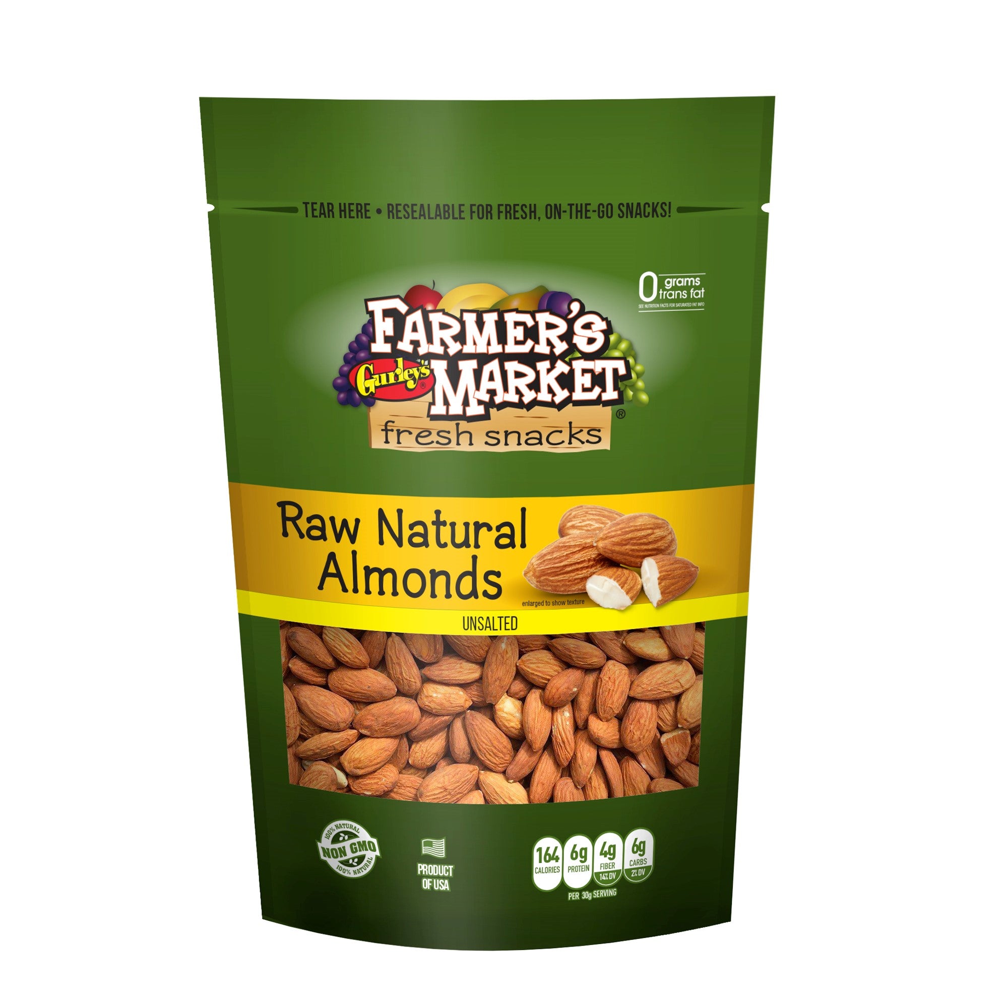 Gurleys Farmers Market (Stand-Up Reclosable Bag) Natural Raw Almonds