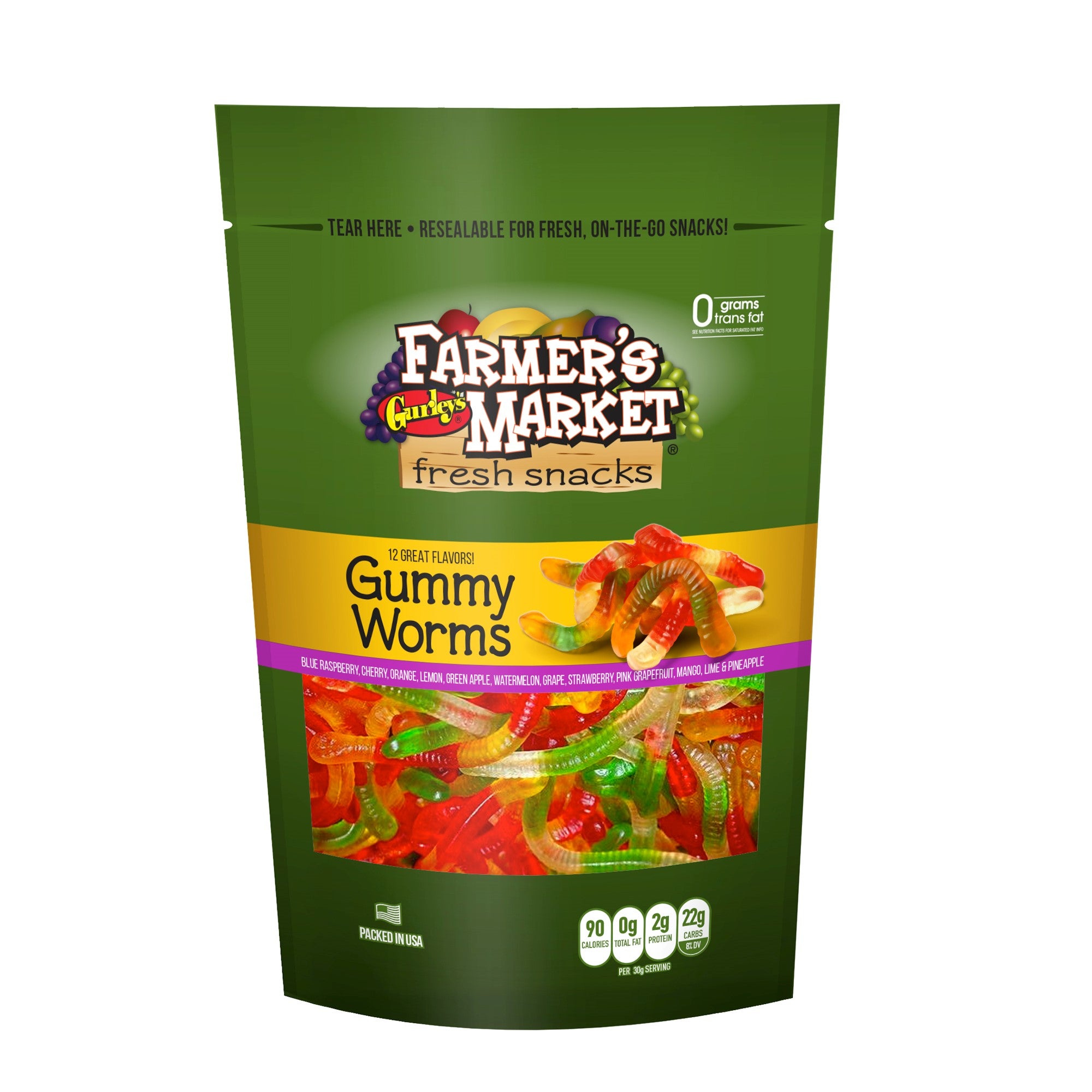 Gurleys Farmers Market (Stand-Up Reclosable Bag) Gummy Worms