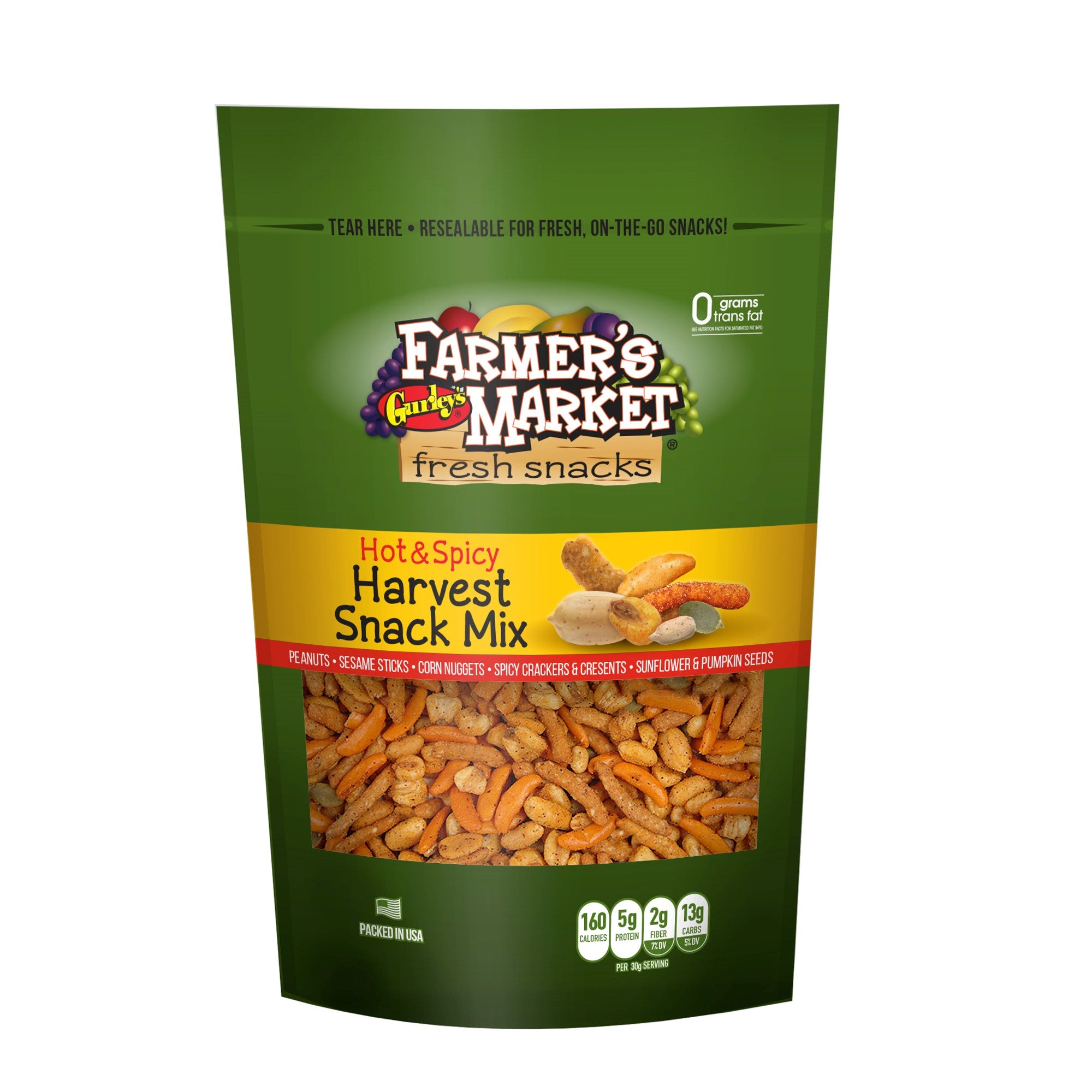 Gurleys Farmers Market (Stand-Up Reclosable Bag) Hot & Spicy Harvest Snack Mix