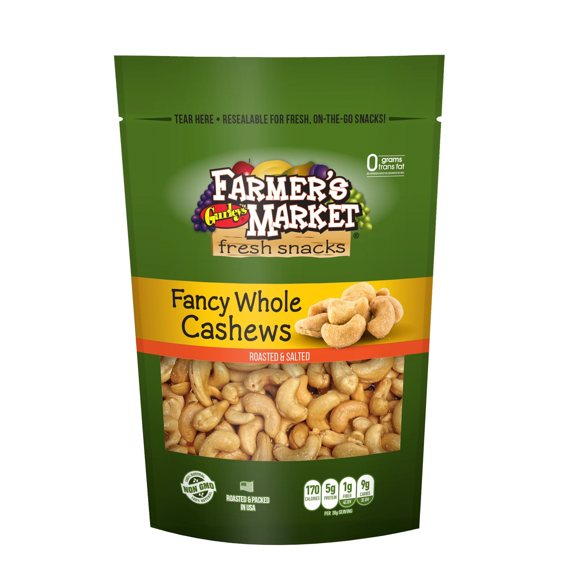 Gurleys Farmers Market (Stand-Up Reclosable Bag) Whole Fancy Cashews