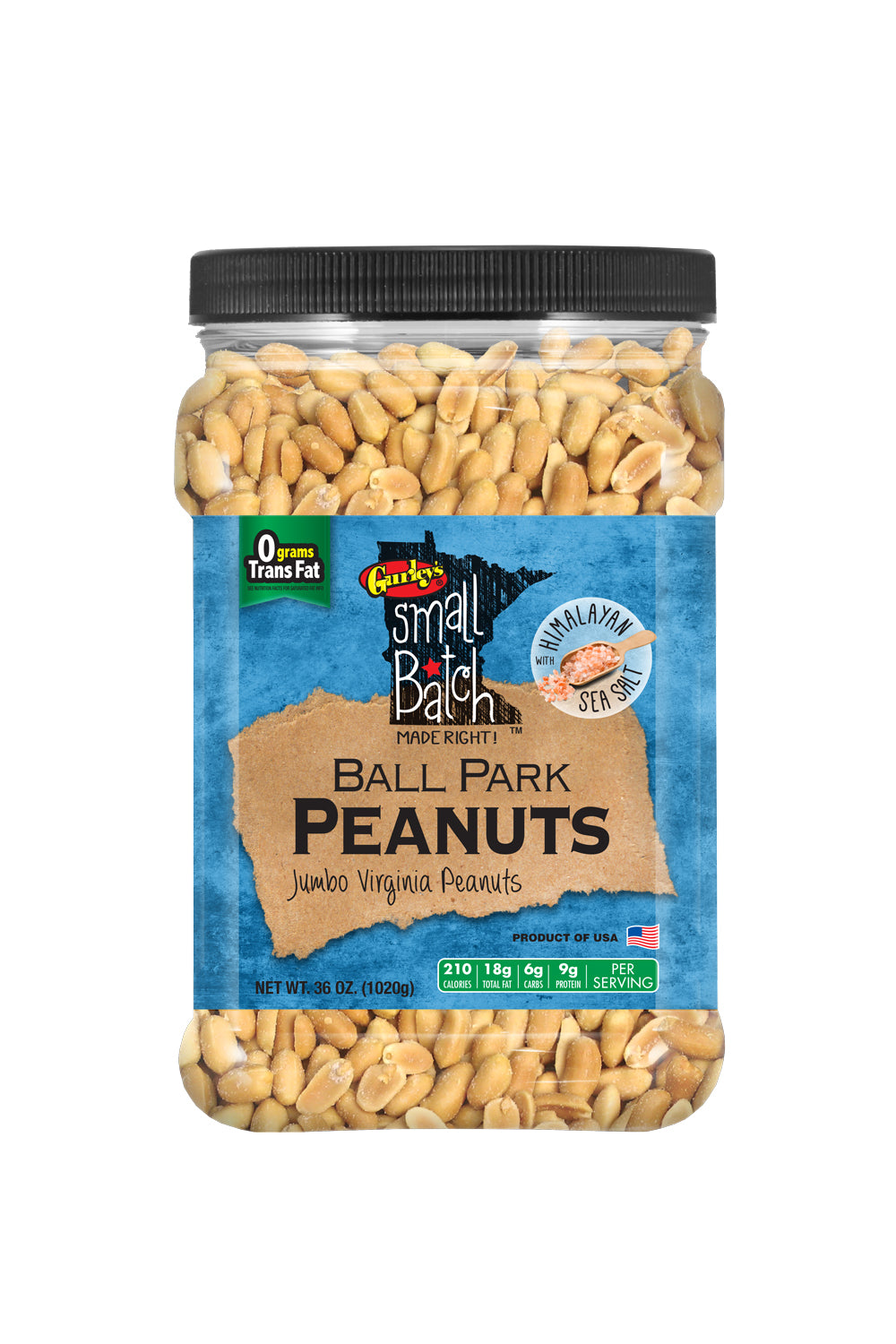 Gurleys Baking & Snacking Nuts Pete Square Jars Small Batch Ballpark Peanuts