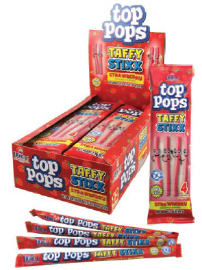 Top Pops Taffy Stixx Strawberry 1.55oz 12/12ct