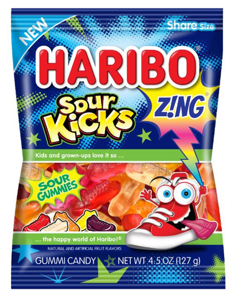 Haribo Peg Bag Zing Sour Kicks  4.5oz 1/12ct