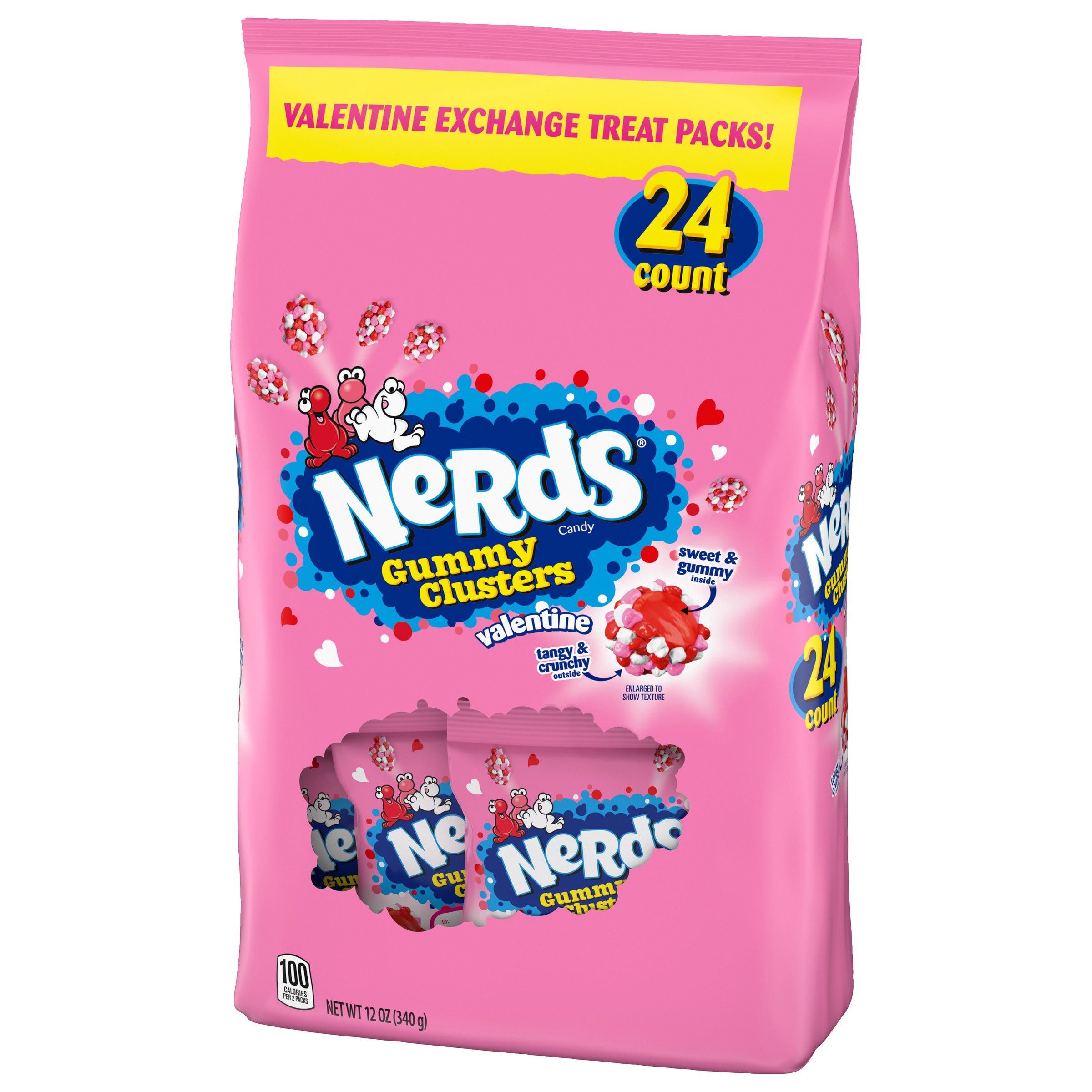 Nerds Valentine's Gummy Clusters 6/24 Count 12 Ounce Classroom Exchange Bag