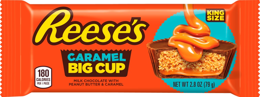 REESE'S Milk Chocolate Peanut Butter Cup Big Cup With Caramel King Size  Bar, 2.8 oz., 9/16 ct.