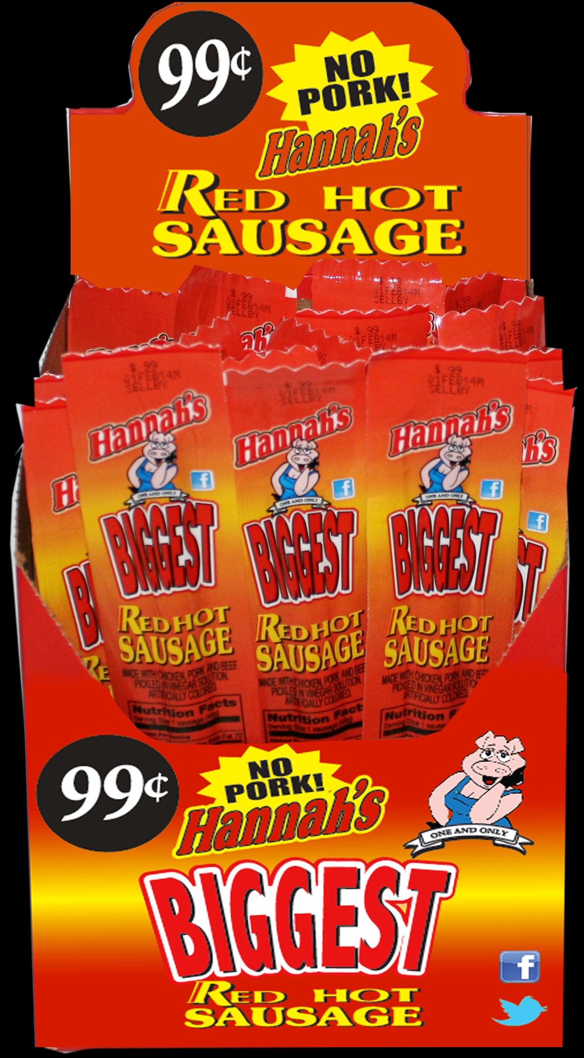 Hannah's .99cent  Red Hot Sausage-No Pork 1.7z 6/24ct