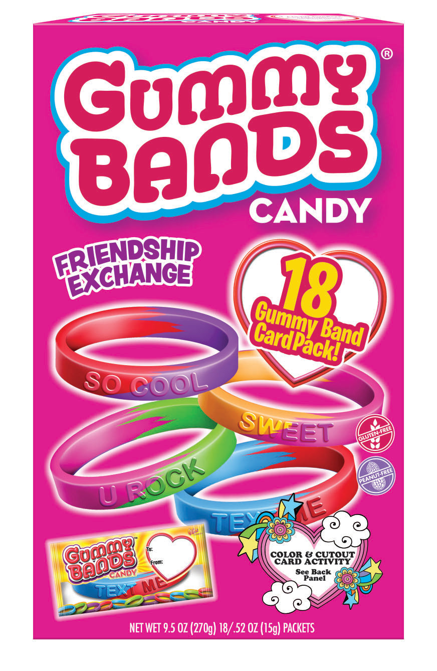 Valentine Gummy Bands Card Kit 18ct. Classroom Exchange