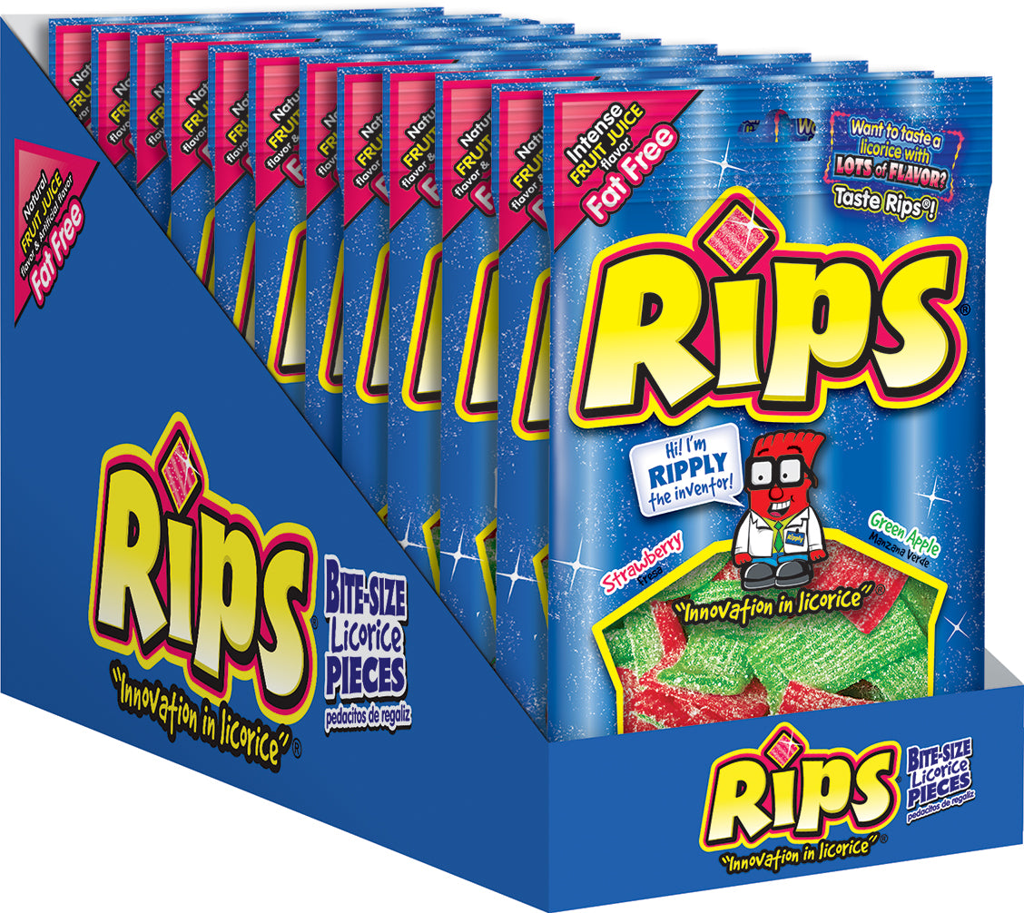 Rips Bite-Size Strawberry/Green Apple Pieces 4.0 oz. Peg Bag Floorstand 1x72