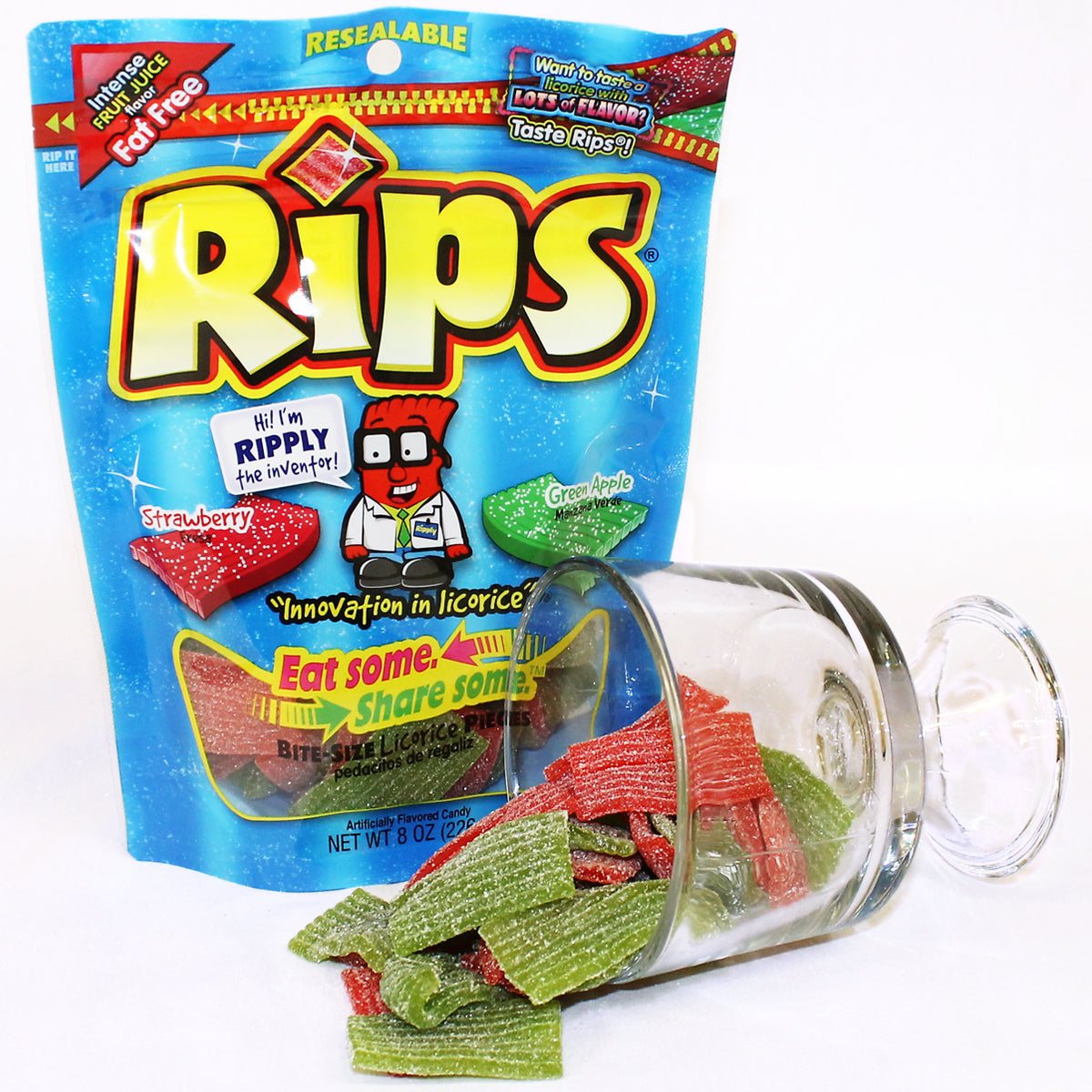 Rips Bite-Size Strawberry/Apple Pieces 8.0 oz. Resealable Standup Gusseted Bag