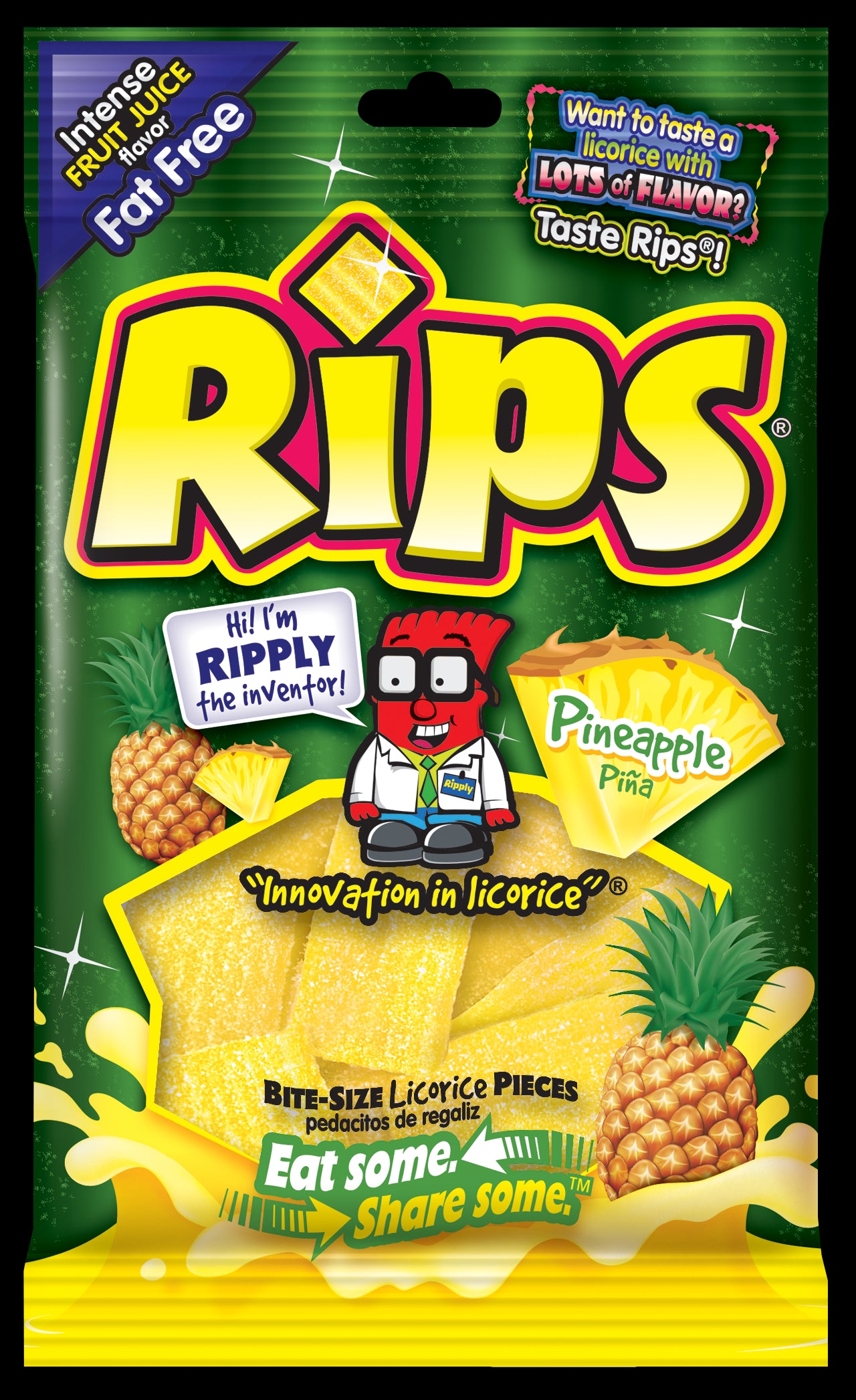 Rips Bite-Size Peg Bags Pineapple Pieces 4oz 1/12ct