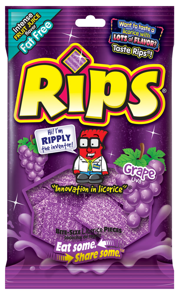 Rips® Bite-Size Grape Pieces 4.0 oz. Peg Bag  12CT