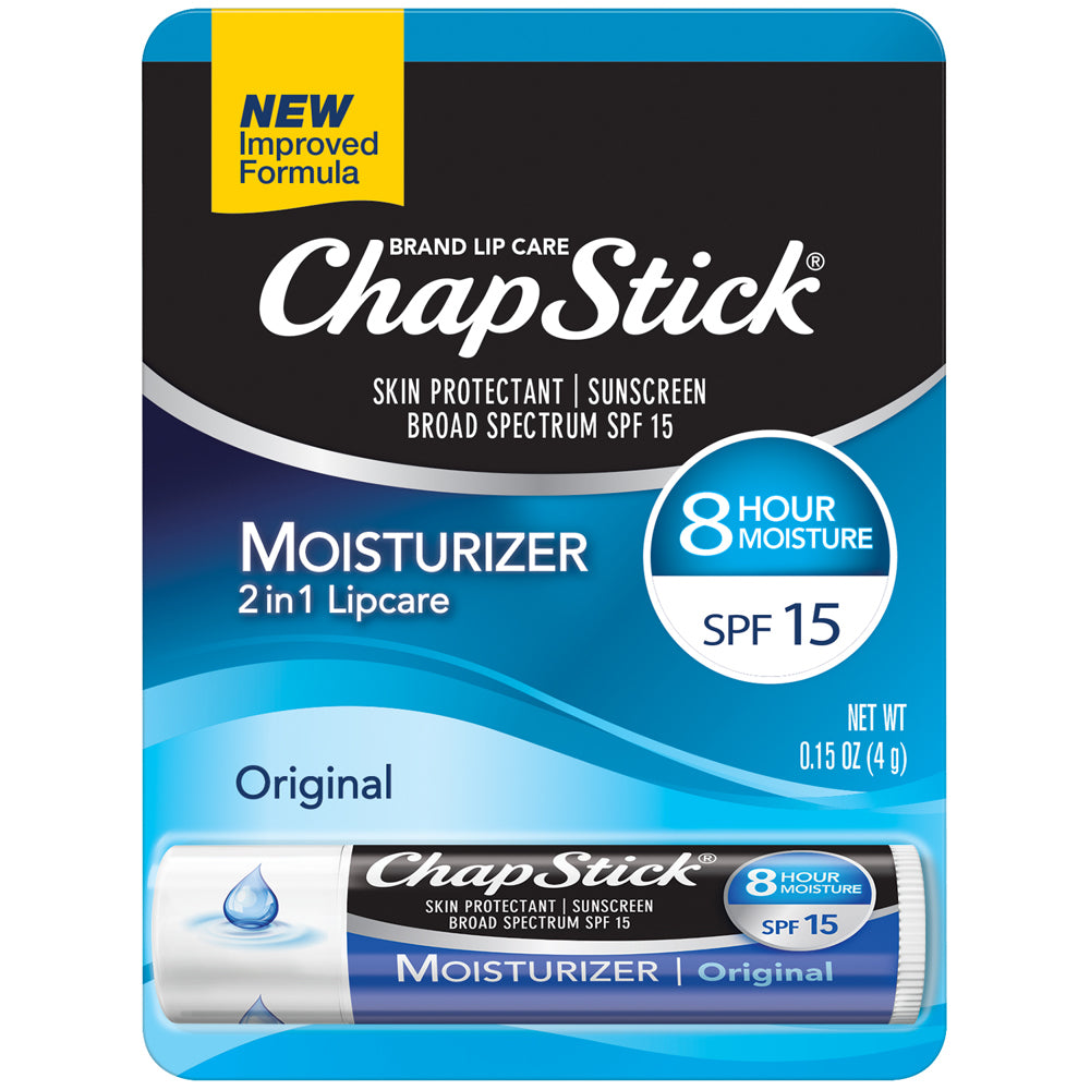 Chapstick Moisturizer Lip Balm SPF Tube .15oz BC Ctr Display  12/12ct