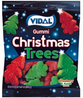 Vidal Christmas Gummi Trees(Sugared Straw/Appl) 4.5 z 1/14ct