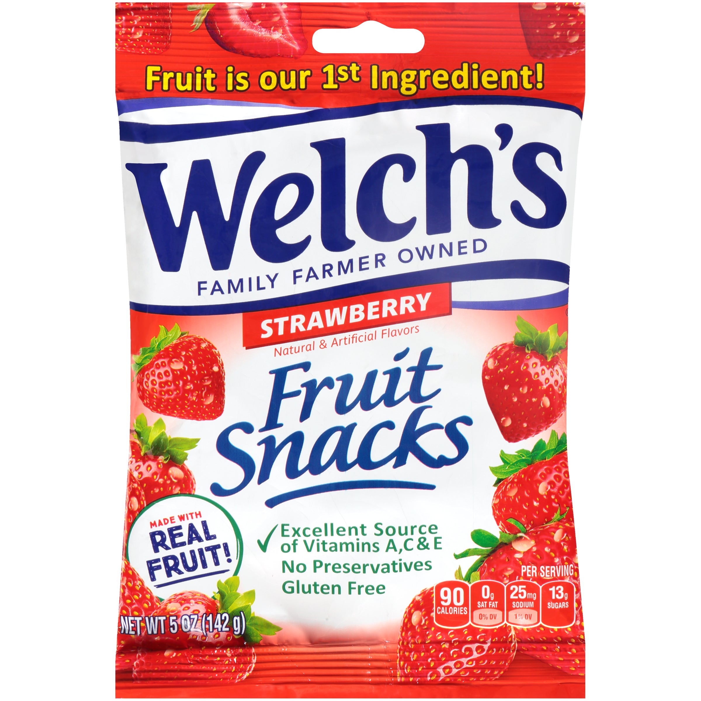 Welch's Peg Bag Fruit Snacks Strawberry 5oz 1/12ct